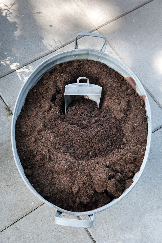 Krukkejord lige til at plante i. Foto: Ann Malmgren