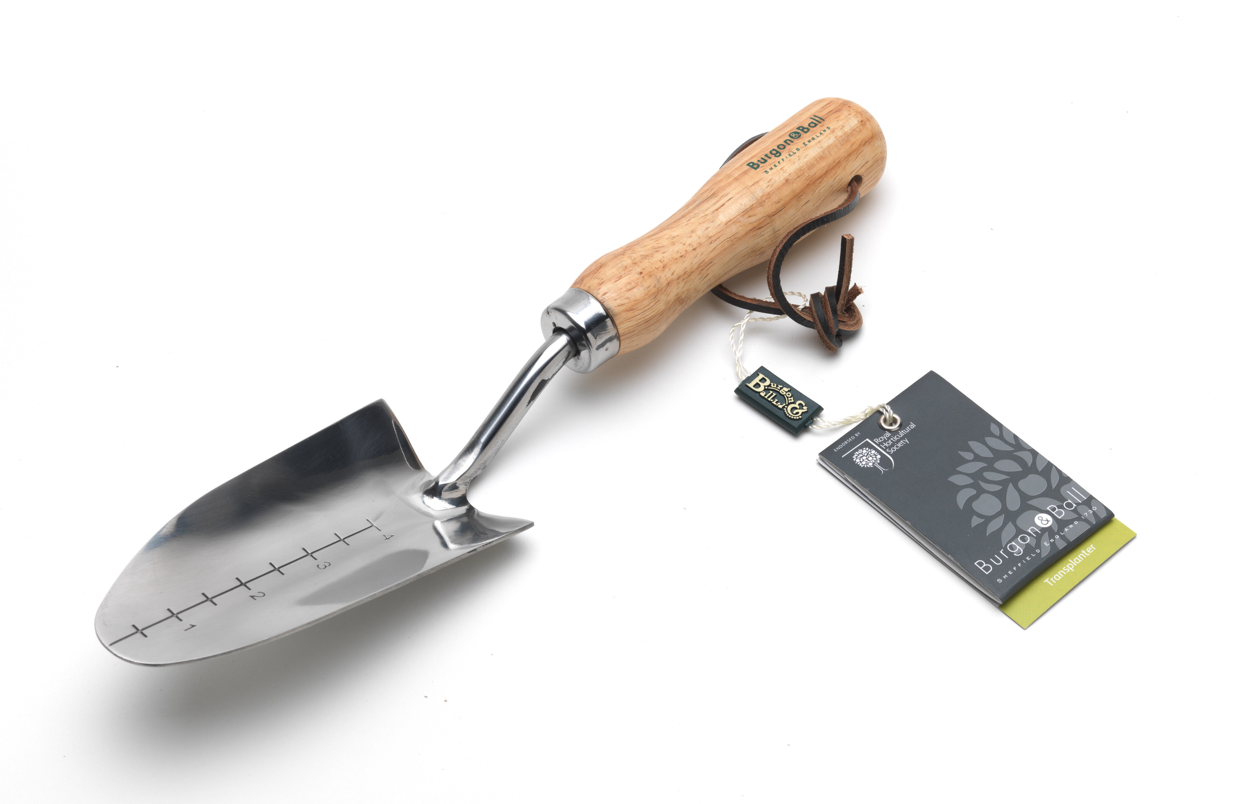 Håndskovl i asketræ m. mål